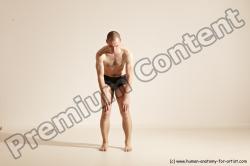 Underwear Gymnastic poses Man White Slim Bald Dancing Dynamic poses Academic